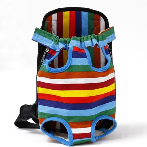 Rainbow Printed Pet Backpack with Adjustable Straps – Front-Carry Mesh Bag for Cats and Dogs