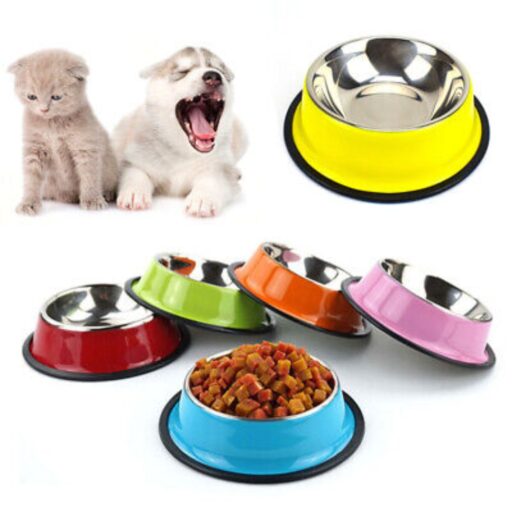 Colorful Stainless Steel Pet Food Bowl for Cats and Dogs