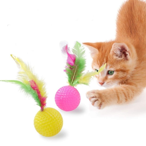 Plastic Golf Color Best Cat Feather Ball Toy